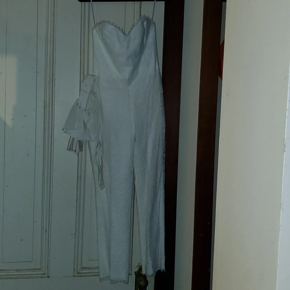 Sz 6 NWT $3990 Carolina Herrera Lourdes bridal lace jumpsuit with belt - Picture 4 of 9